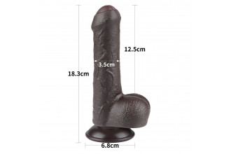 Коричневый фаллоимитатор 7 Sliding Skin Dual Layer Dong на присоске - 18,3 см.