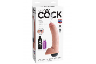Телесный фаллоимитатор с эффектом семяизвержения Squirting Cock with Balls - 22,9 см.