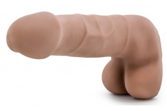 Кофейный фаллоимитатор с мошонкой Suave - 17,78 см.