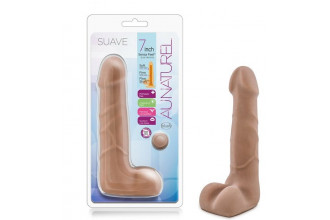 Кофейный фаллоимитатор с мошонкой Suave - 17,78 см.