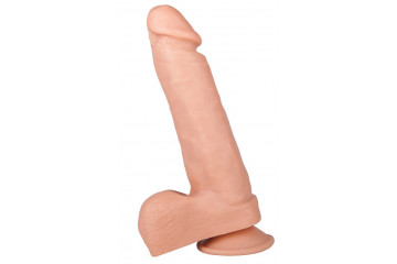 Реалистичный гелевый дилдо с мошонкой и присоской - 21 см.