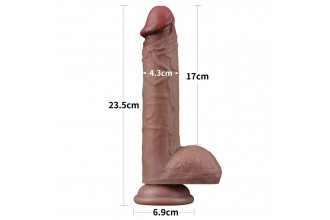 Коричневый фаллоимитатор 9 Dual Layered Silicone - 23,5 см.
