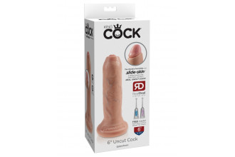Телесный необрезанный фаллоимитатор на присоске 6 Uncut Cock - 16,5 см.