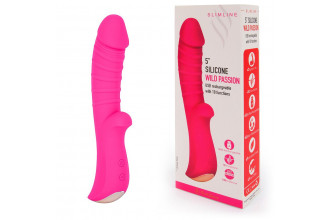Ярко-розовый вибромассажер 5 Silicone Wild Passion - 19,1 см.