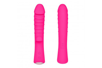 Ярко-розовый вибромассажер 5 Silicone Wild Passion - 19,1 см.