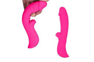 Ярко-розовый вибромассажер 5 Silicone Wild Passion - 19,1 см.