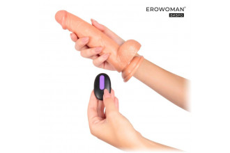 Телесный вибратор-реалистик Erowoman с пультом ДУ - 20,5 см.