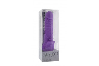 Фиолетовый вибратор с лепестками в основании PURRFECT SILICONE CLASSIC 7INCH PURPLE - 18 см.