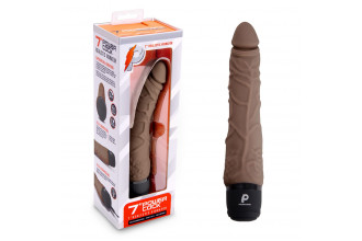 Коричневый вибромассажер 7 Realistic Vibrator - 20 см.