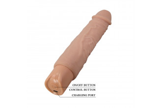 Телесный реалистичный вибратор Rufus - 23,8 см.