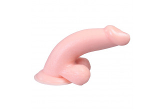 Телесный вибратор Vibrating Dong with Balls - 14 см.