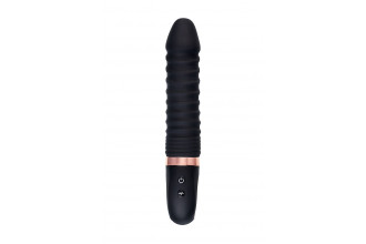 Черный вибратор Waname D-Splash Hurricane с ребрышками - 22,5 см.