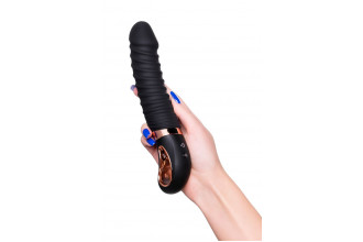 Черный вибратор Waname D-Splash Hurricane с ребрышками - 22,5 см.