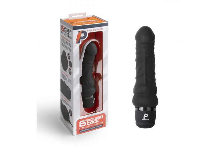 Черный вибратор-реалистик 6 Realistic Vibrator - 17 см.