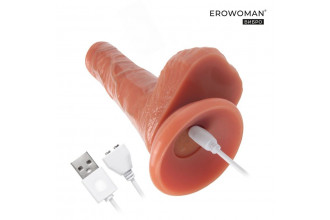 Телесный вибратор Erowoman с возвратно-поступательными движениями и пультом ДУ - 21 см.