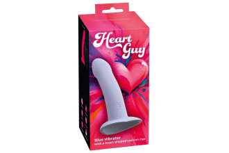 Голубой вибростимулятор на присоске Heart Guy - 17 см.