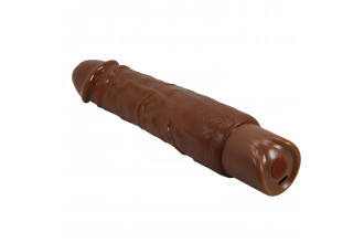 Коричневый реалистичный вибратор Rufus - 23,8 см.