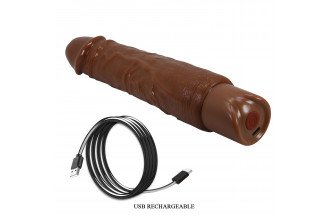 Коричневый реалистичный вибратор Rufus - 23,8 см.