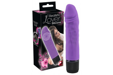 Фиолетовый вибратор-реалистик без мошонки - 14,5 см.