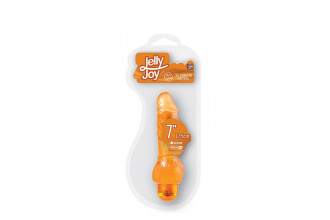 Оранжевый вибратор-реалистик JELLY JOY 7INCH 10 RHYTHMS ORANGE - 17,5 см.