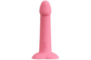 Розовый вибростимулятор на присоске Heart Guy - 19 см.