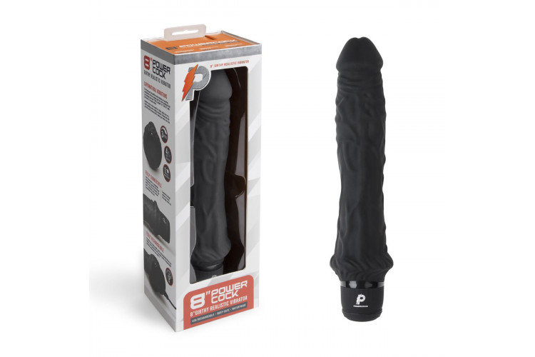 Черный вибратор-реалистик 8 Girthy Realistic Vibrator - 24,5 см.