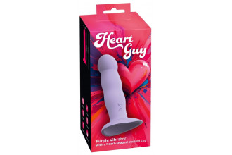 Сиреневый вибростимулятор на присоске Heart Guy - 19,5 см.