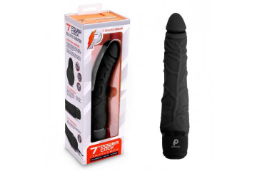 Черный вибратор-реалистик 7 Realistic Vibrator - 20 см.
