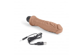 Кофейный вибратор-реалистик 8 Girthy Realistic Vibrator - 24,5 см.