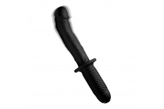Черный вибратор The Large Realistic 10X Silicone Vibrator with Handle - 30,5 см.