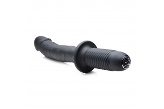 Черный вибратор The Large Realistic 10X Silicone Vibrator with Handle - 30,5 см.