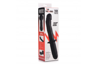 Черный вибратор The Large Realistic 10X Silicone Vibrator with Handle - 30,5 см.