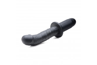 Черный вибратор The Large Realistic 10X Silicone Vibrator with Handle - 30,5 см.