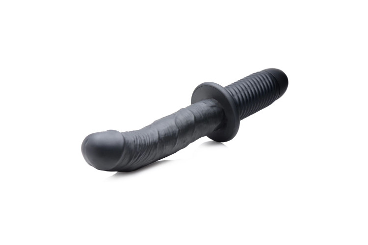 Черный вибратор The Large Realistic 10X Silicone Vibrator with Handle - 30,5 см.