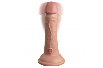Телесный вибратор-реалистик на присоске 6 Vibrating Silicone Dual Density Cock - 17,8 см.