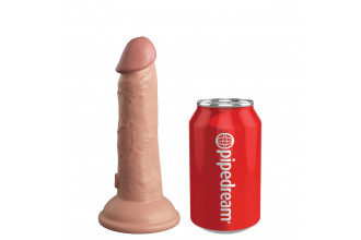 Телесный вибратор-реалистик на присоске 6 Vibrating Silicone Dual Density Cock - 17,8 см.