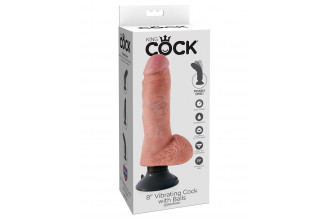 Вибромассажер со съёмной присоской 8 Vibrating Cock with Balls - 20,3 см.