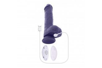 Фиолетовый вибратор на присоске с поступательными движениями Pleasure Rider - 22,2 см.