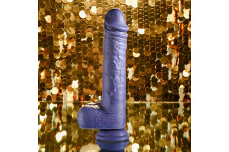 Фиолетовый вибратор на присоске с поступательными движениями Pleasure Rider - 22,2 см.