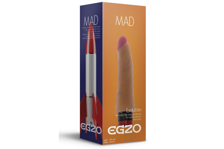 Реалистичный мультискоростной вибратор без мошонки Mad Rocket - 18,5 см.