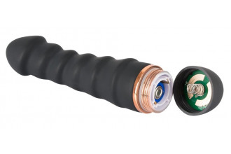 Чёрный вибратор с ребрами Bendy Ripple - 16,5 см.