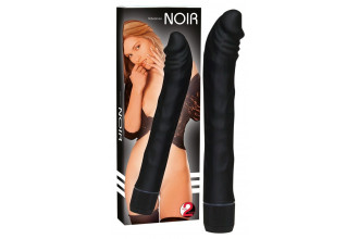Чёрный вибромассажер-реалистик Rouge & Noir - 19 см.