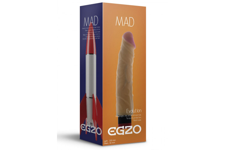 Реалистичный мультискоростной вибратор без мошонки Mad Rocket - 20,5 см.