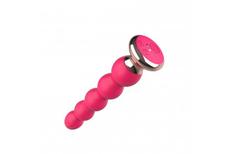 Розовый вибратор-ёлочка Mini Vibrator с пультом ДУ - 19 см.