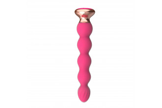 Розовый вибратор-ёлочка Mini Vibrator с пультом ДУ - 19 см.