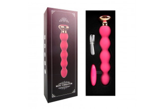 Розовый вибратор-ёлочка Mini Vibrator с пультом ДУ - 19 см.