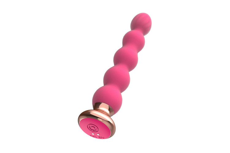 Розовый вибратор-ёлочка Mini Vibrator с пультом ДУ - 19 см.