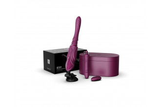 Фиолетовая секс-машина с функцией нагрева, насадками и присоской Sesh