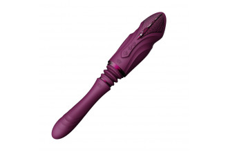 Фиолетовая секс-машина с функцией нагрева, насадками и присоской Sesh