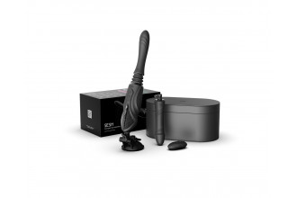 Черная секс-машина с функцией нагрева, насадками и присоской Sesh